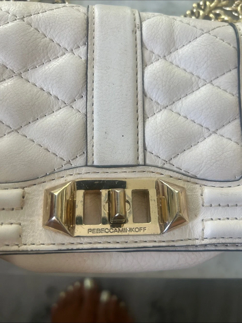 Rare Rebecca Minkoff Quilted Crossbody in Off White with Gold Hardware